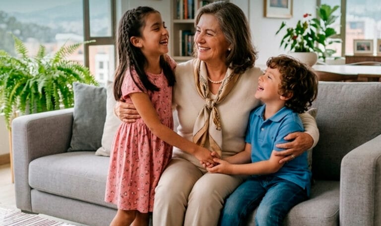 abuela adulto mayor y sus nietos